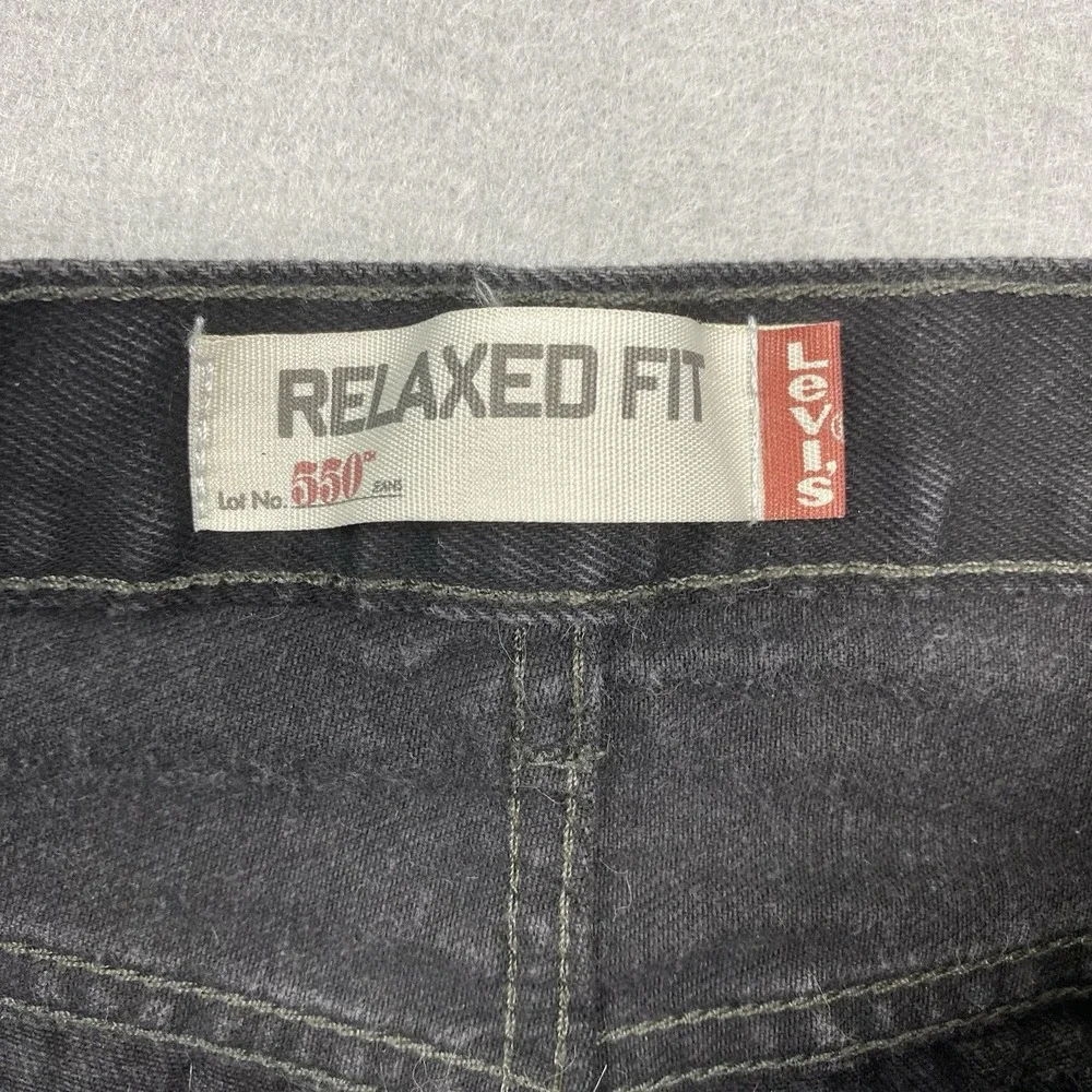 Levis Jeans Mens Fits 30x29 Black Denim Pants 550 Relaxed Straight Leg Cotton
